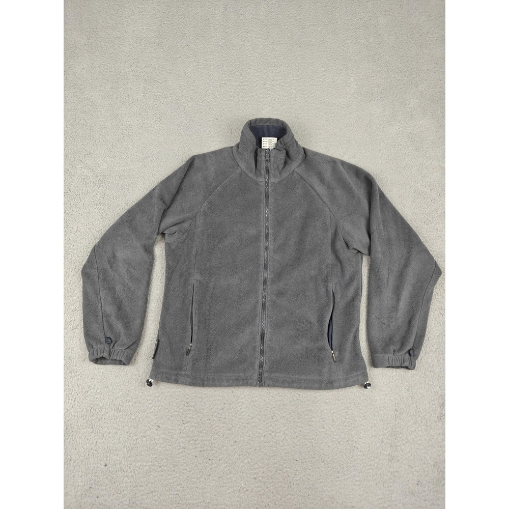 Vintage Columbia Jacket Womens Medium Gray Fleece Lined Full Zip Pockets 90s